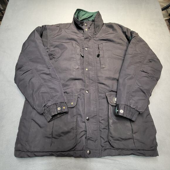 Carhartt Jacket Mens L Black Quilted Lined Nylon Full Zip Long Sleeve Workwear